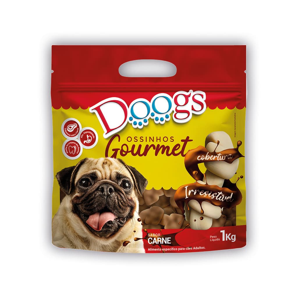 Ossinhos DOOGS Gourmet Grande Carne 1kg para Cães Adultos