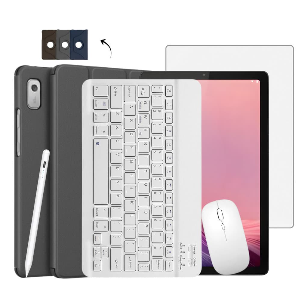 Kit Com Capa Caneta Pelicula Teclado E Mouse Para Tab M9