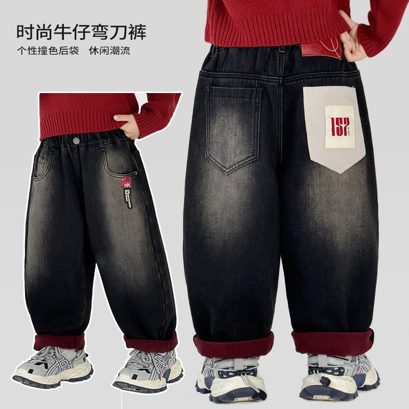 Calça Jeans masculina de trabalho médio de lã Extra grossa * 38295