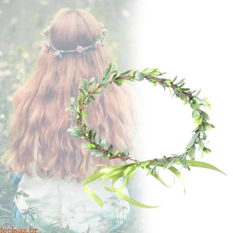 Acessório de Cabelo Verde para Noivas da Marca Feelsaz, Folhas, Guirlanda Verde, Coroa de Cabelo, para Casamento
