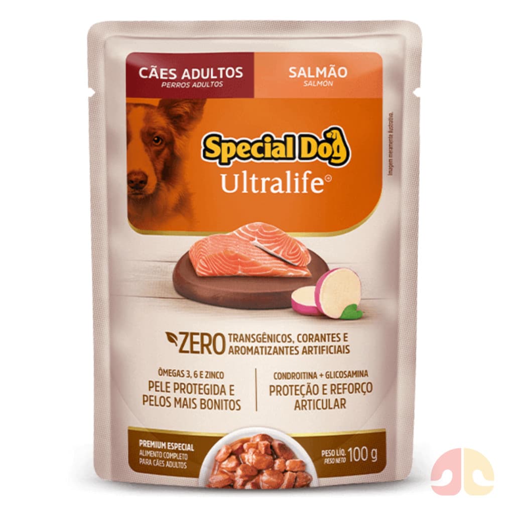 Kit com 12 Sachês Special Dog Cães Adulto 12x100g Salmão