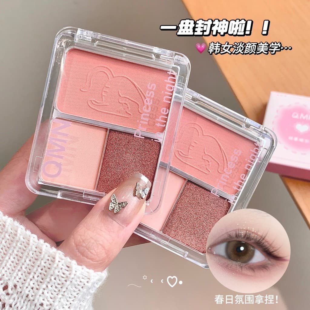 Paleta de sombras Tricolor Twilight QMN. Paleta de reparo de cores da terra com destaque fosco e iluminador