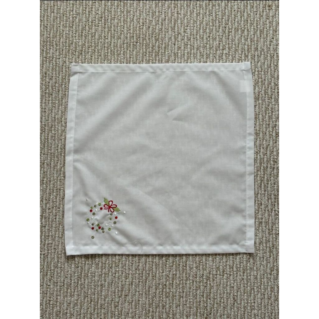 Guardanapo Bordado de Natal Branco