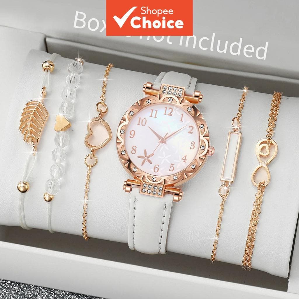 Conjunto de 6 relógios de pulso femininos elegante e moderno, perfeito para jovens