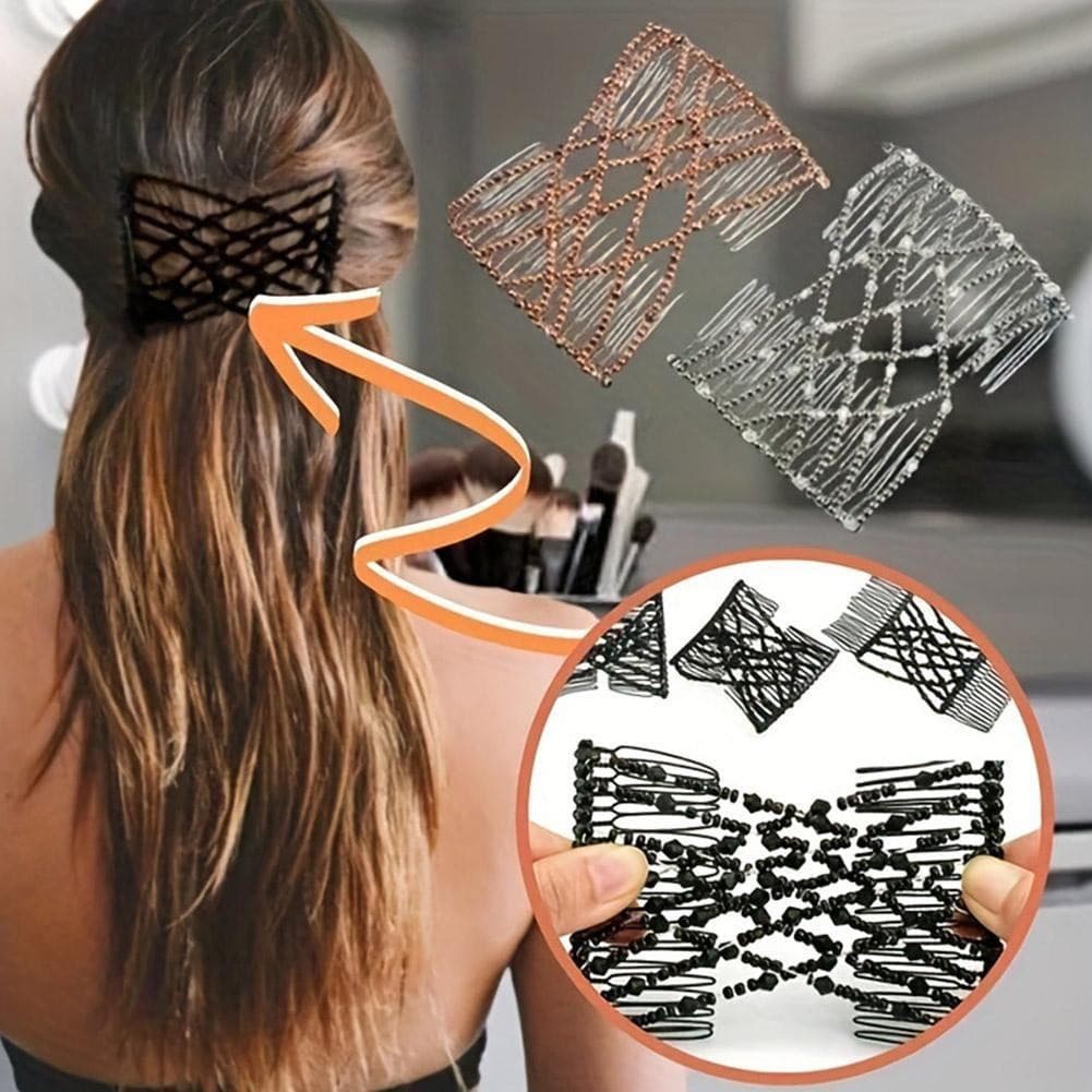 Moda Pente De Cabelo Vidro Grânulo Elástico Dupla Inserção Estilo Acessórios Para O Clipes Magia C5