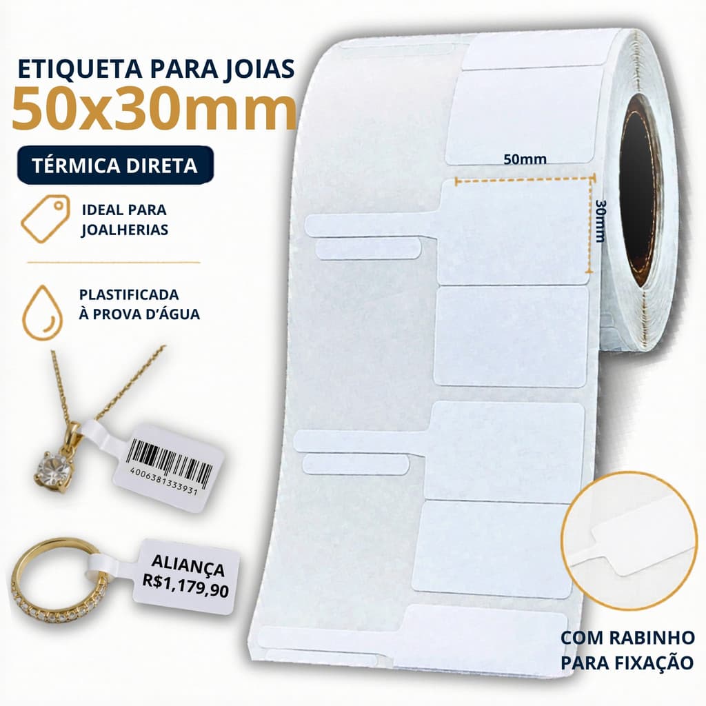 5 rolos etiqueta Joias p/ impressoras XD-210 PT260 NÃO RASGA