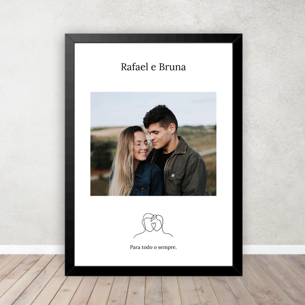 Quadro Presente Dia Dos Namorados  Noivos Casal Relacionamento Personalizado com Moldura 30x20cm