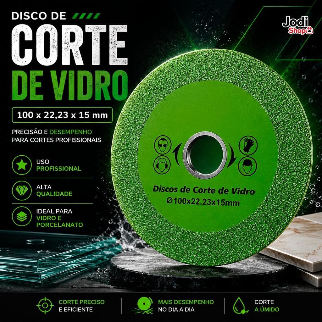 Disco de Corte Diamantado Compacto para Vidro Cerâmica e Porcelanato