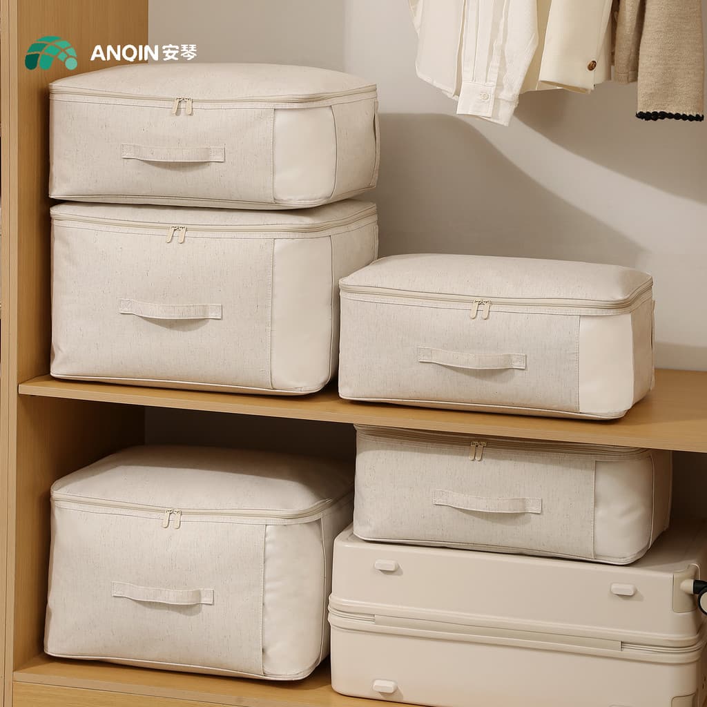 Anqin saco de armazenamento de colcha de roupas, grande capacidade, à prova d'água, à prova de umidade, saco de armazena