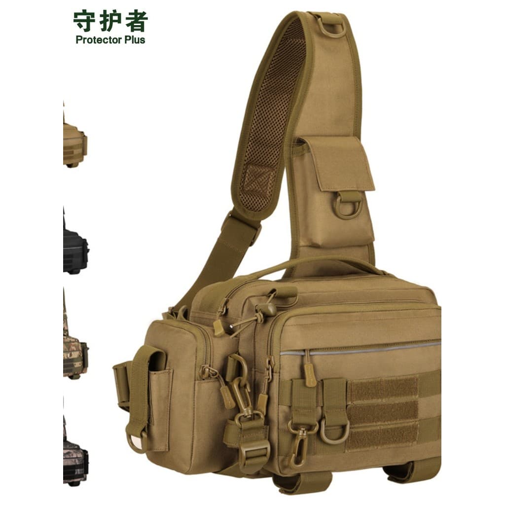 Bolsa mensageiro multifuncional, bolsa de isca, cintura grande, tática, mensageiro, pesca, vara, armazenamento, mochila