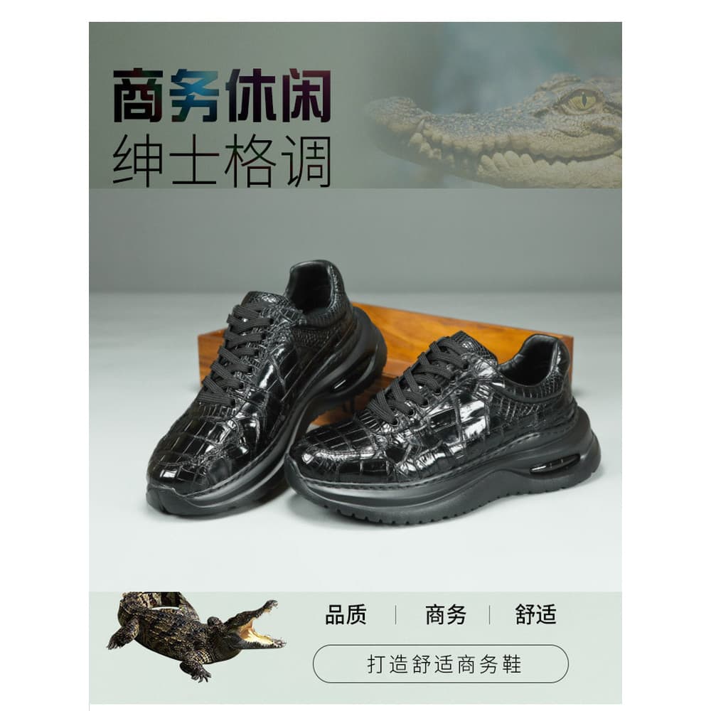 Novo estilo de couro de crocodilo sapatos masculinos moda sola grossa papai sapatos de couro genuíno confortável All-Mat