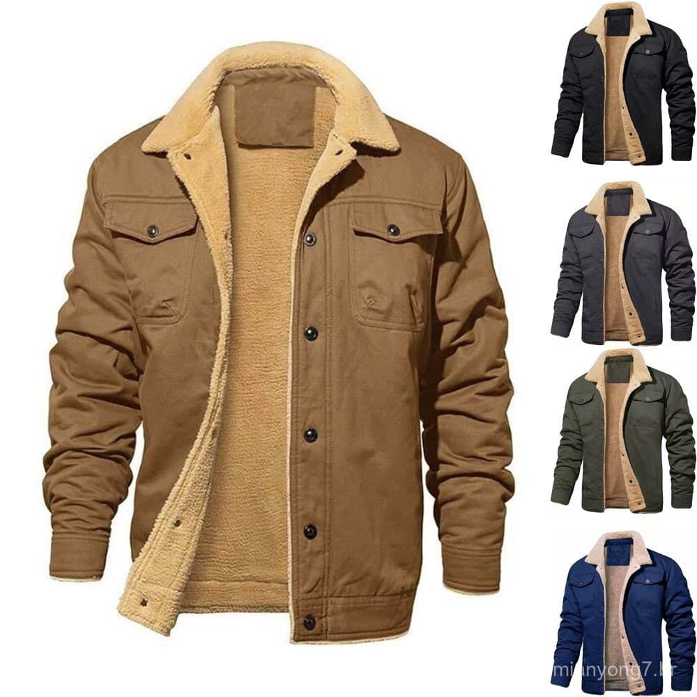Jaqueta Militar Com Forro De Lã Casual Casaco Para Clima Frio À Prova De Vento Quente Botão Grosso Plus Size .