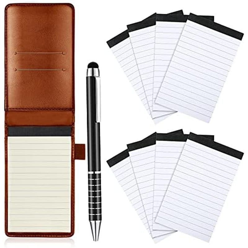 Outus 10 Peças Mini Conjunto De Suporte Para Bloco De Notas De Bolso Incluído Pequeno Caderno De Couro Com 50 Folhas For
