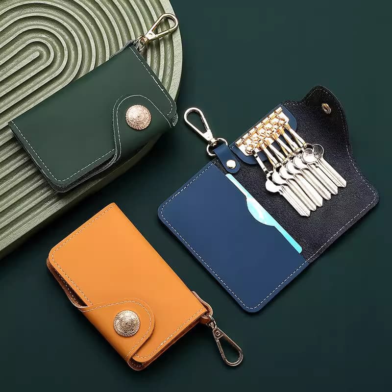 Criativo masculino feminino estilo carro multifuncional cintura pendurado textura de couro genuíno chaveiro saco titular