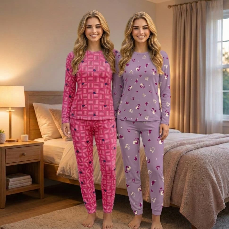 Kit 2 Pijamas Feminino Longo Quentinho Peluciado Confortável