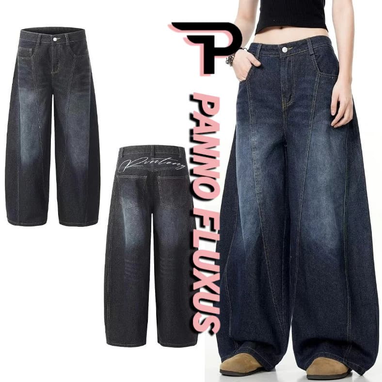 Calças jeans Largas Americanas Retrô De Perna Larga Grandes Casuais Soltos