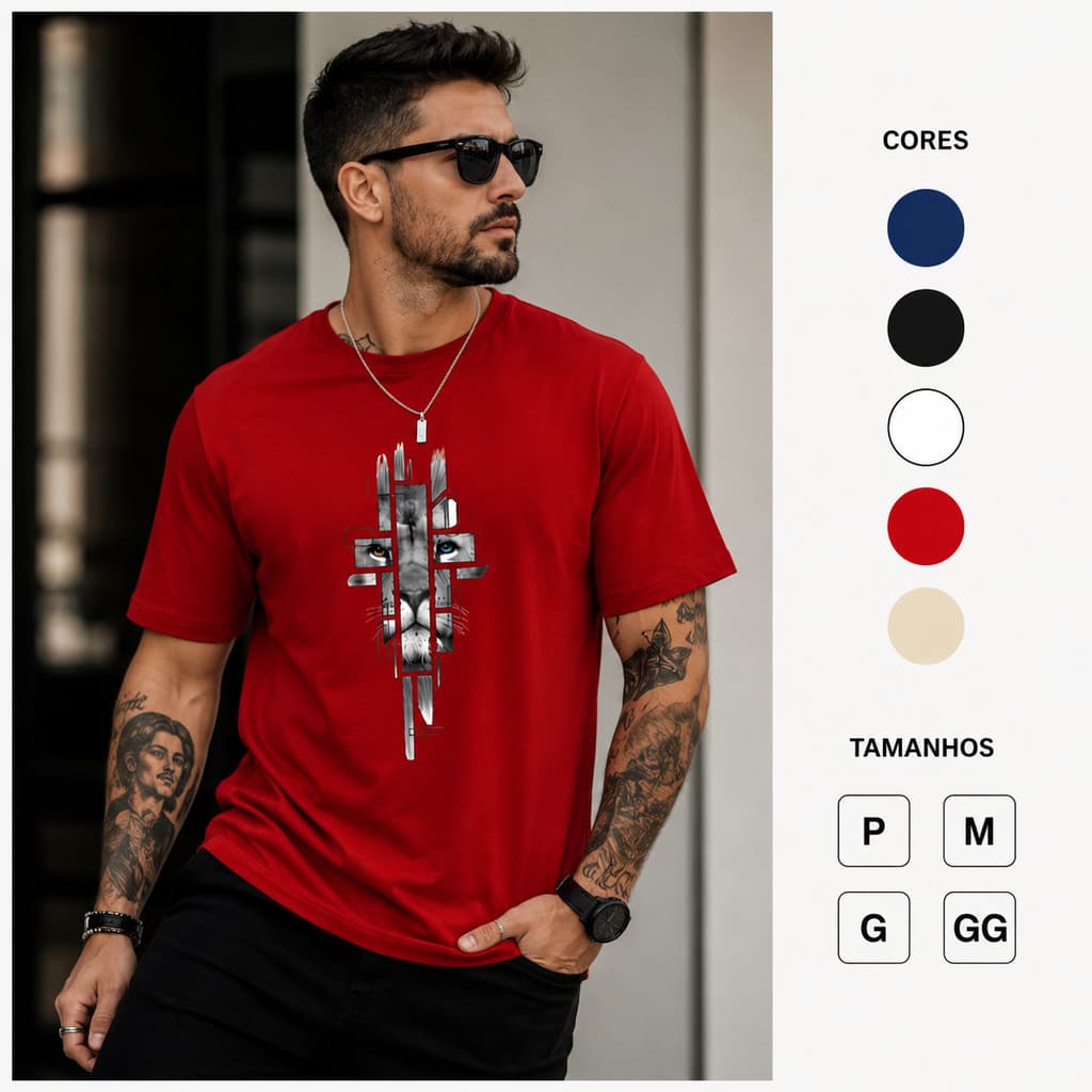 Camisa Camiseta leão masculina,camisa algodao,camisa premium,camiseta algodao premium