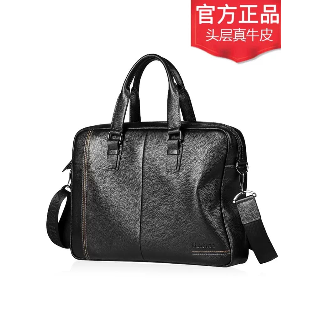 Bolsa masculina de couro genuíno genuíno, maleta de viagem de negócios, Casual, primeira camada, couro macio, computador
