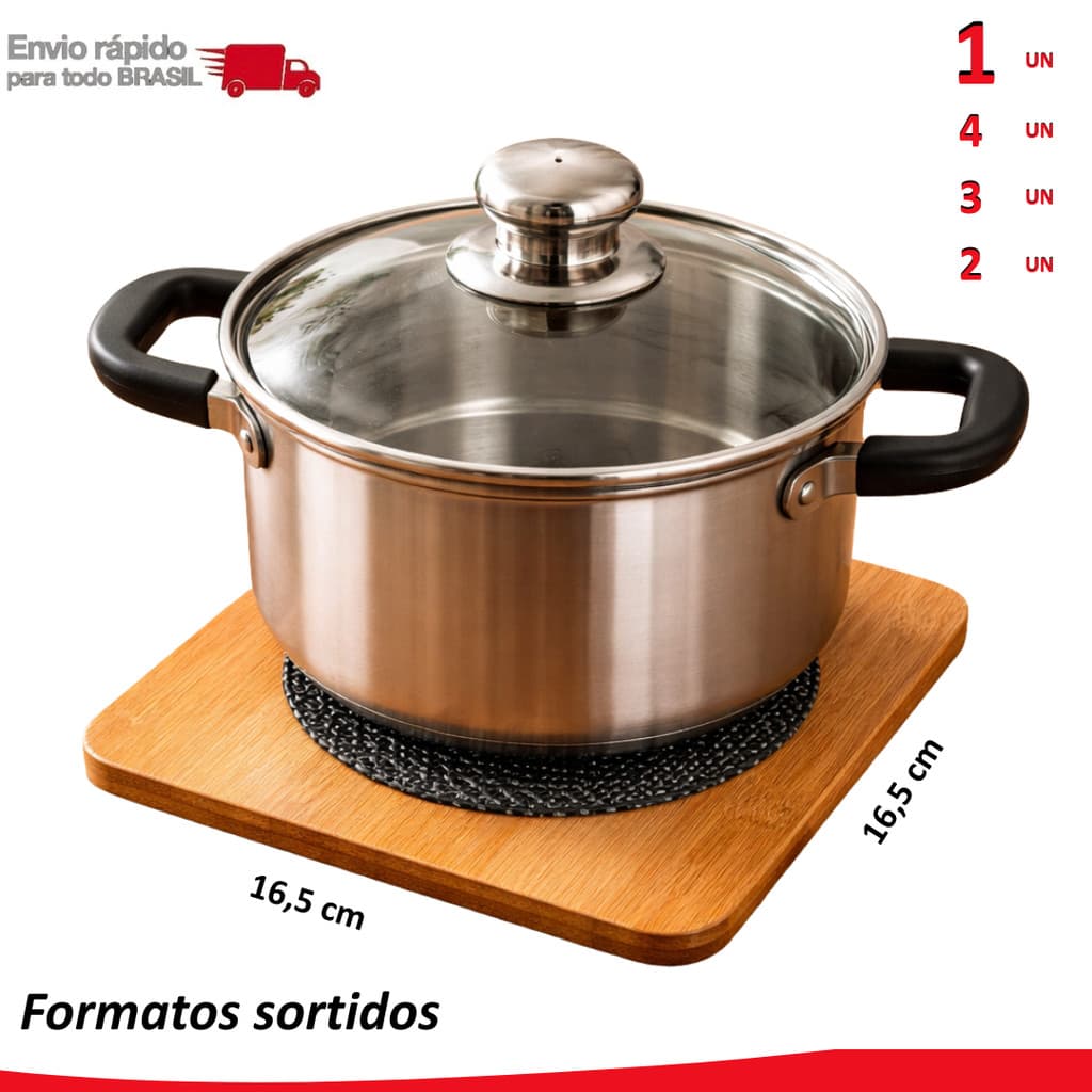 4/3/2/1 Descanso de Panela em mdf bambu madeira tabuleiro decoração frigideira cozinha forma