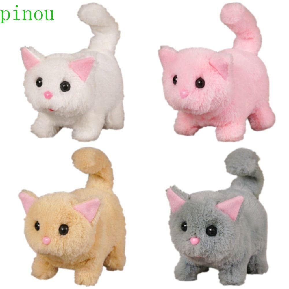 Boneca De Pelúcia Eletrônica PINOU , Cabeça De Gatinho Kawaii Agitando Brinquedo De Gato , Cauda Balançando Andando Inte