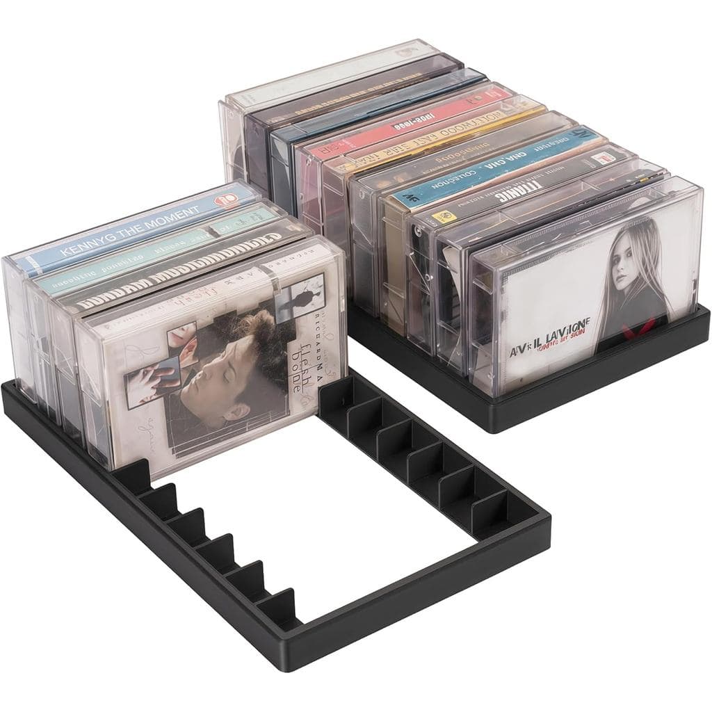 2 Pacotes de Organizador de Armazenamento de Fitas Cassete - Suporte para 20 Fitas Cassete, Design Durável e Elegante pa