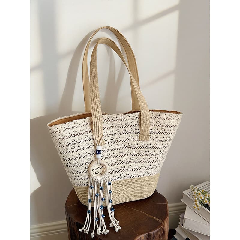 bolsa transversal feminino Bolsa Bolsa de palha retrô estilo Mori literária feminina, sacola de tecido de grande capacid
