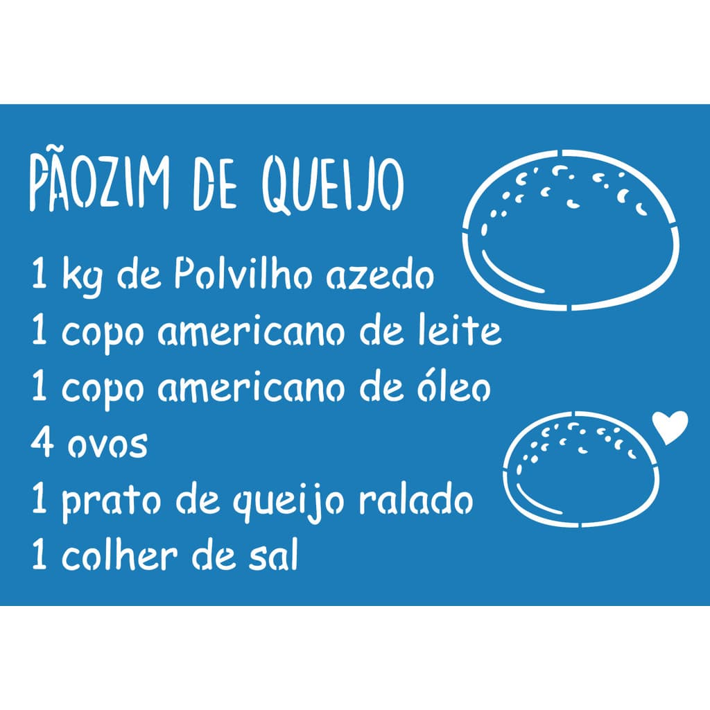 Stencil Receita de pão de queijo MG mineires, Minas Gerais ce e fi de quem estencil pintura tecido cozinha pano de prato