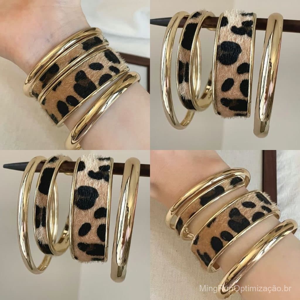 Pulseira aberta de couro com estampa de leopardo, pulseira da moda do milênio para garotas modernas, acessório feminino