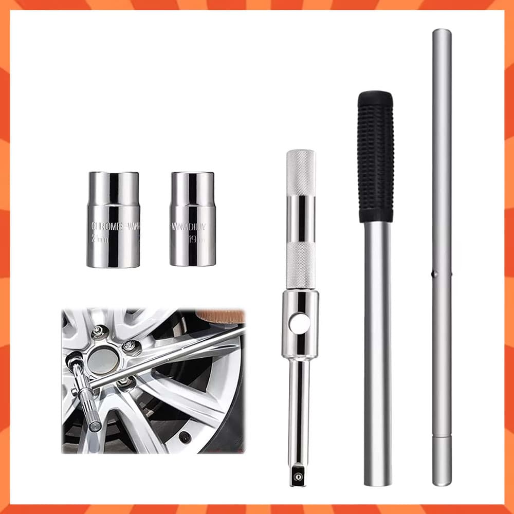 5 Peças Chave De Roda 4 Vias, Chave de Soquete 4 Vias, Ferramenta Antiderrapante Pesada De Adaptador De Soquete Extensa