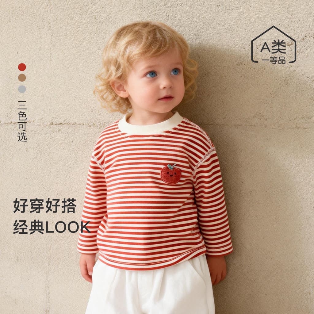 Camisa de fundo infantil primavera outono roupas bebê Casual listrado interior topo All-Match multicolorido meninos meni