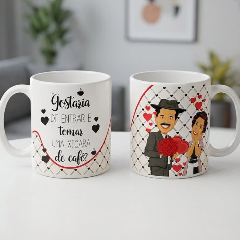 Caneca Porcelana Chaves Gostaria De Entrar e Tomar uma Xicara De Cafe