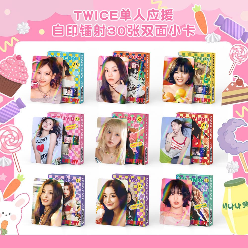 Kpop Idol 30 Unidades/Conjunto Duas Vezes Cartões Fotográficos Cartão lomo laser