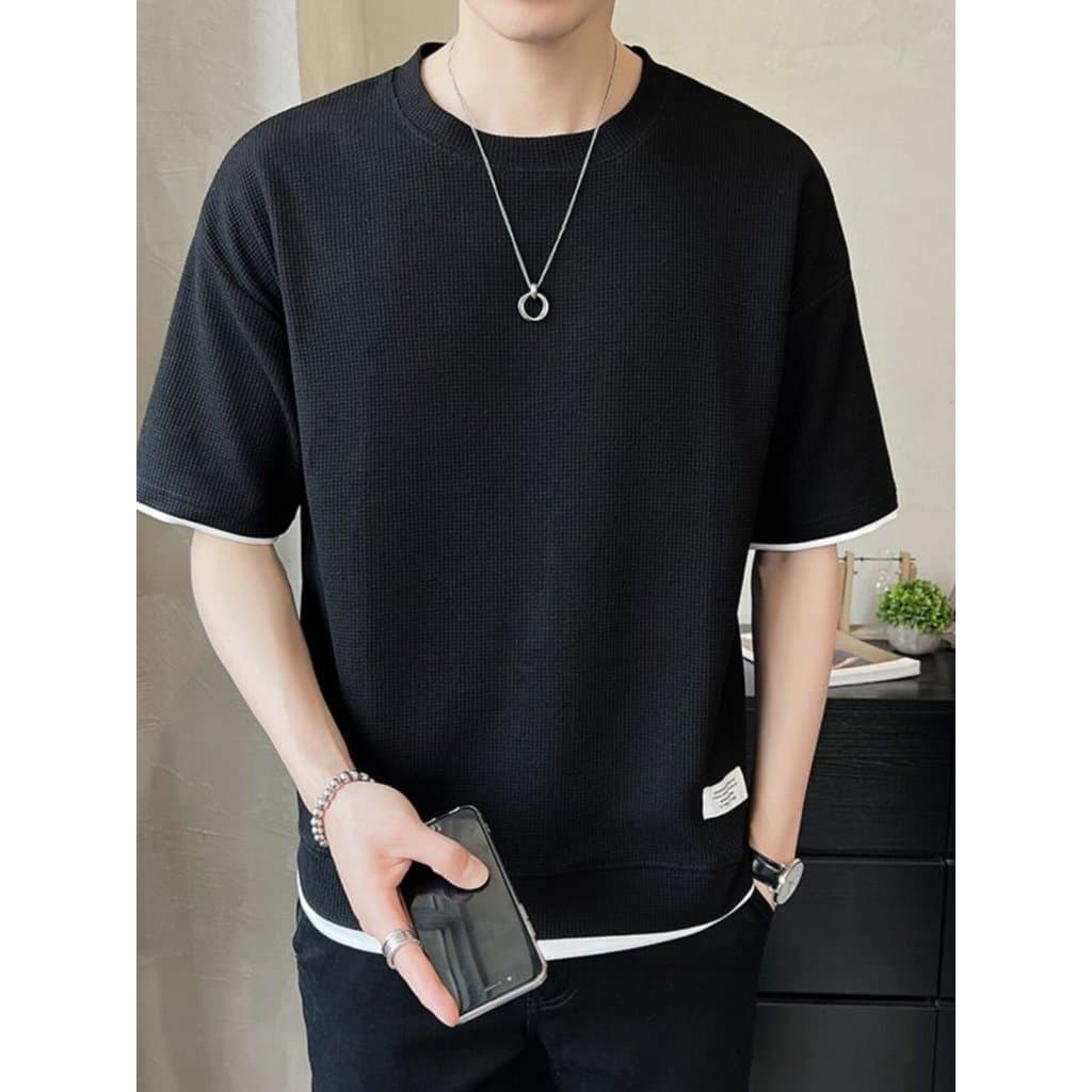Verão novo estilo camisa de manga curta masculino bonito estudante versão coreana na moda magro-ajuste cor sólida estilo