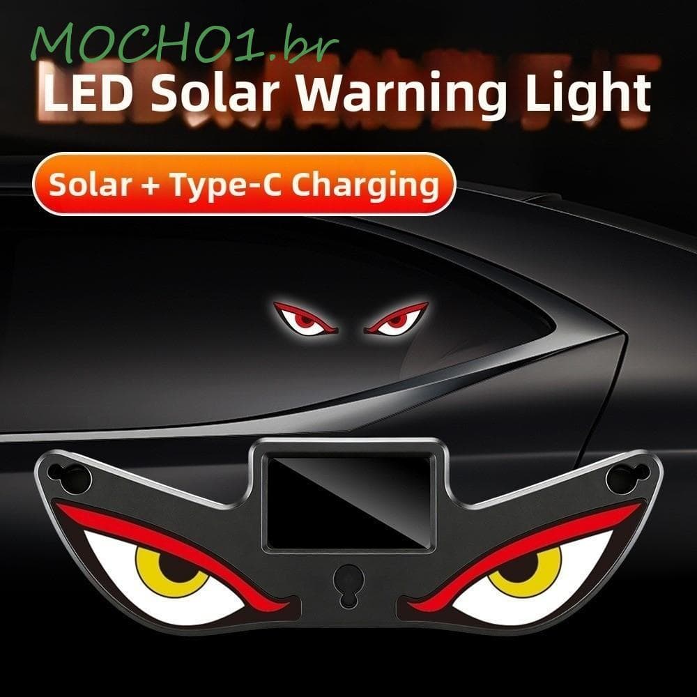 MOCHO1 Luz Solar De Olho De Demônio , Olhos Móveis Piscantes Piscando Ambiente Do Carro , Suporte De Ventosa