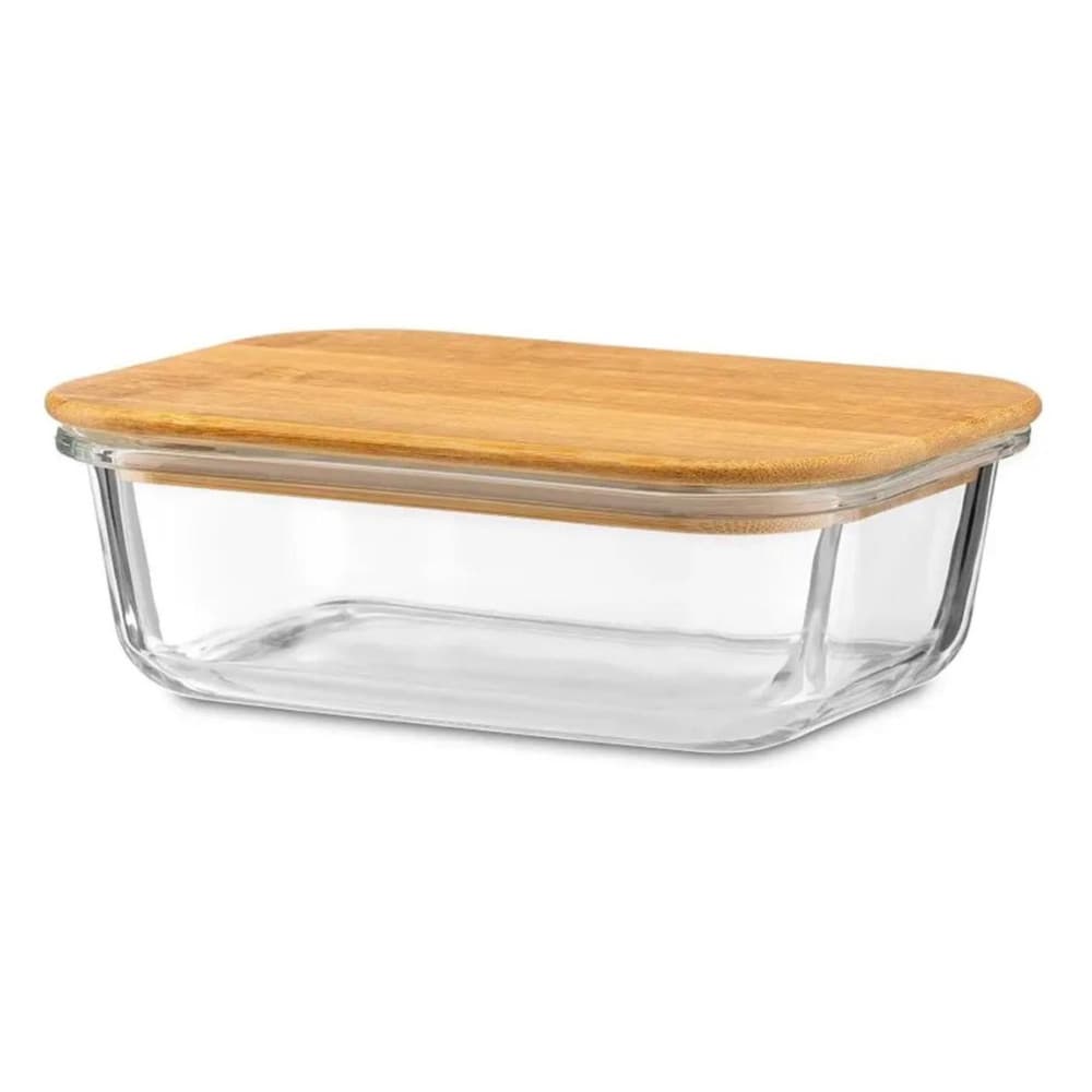 Pote Hermético 660ml Vidro Tampa Bambu Vedação Forte Organizador Cozinha Premium