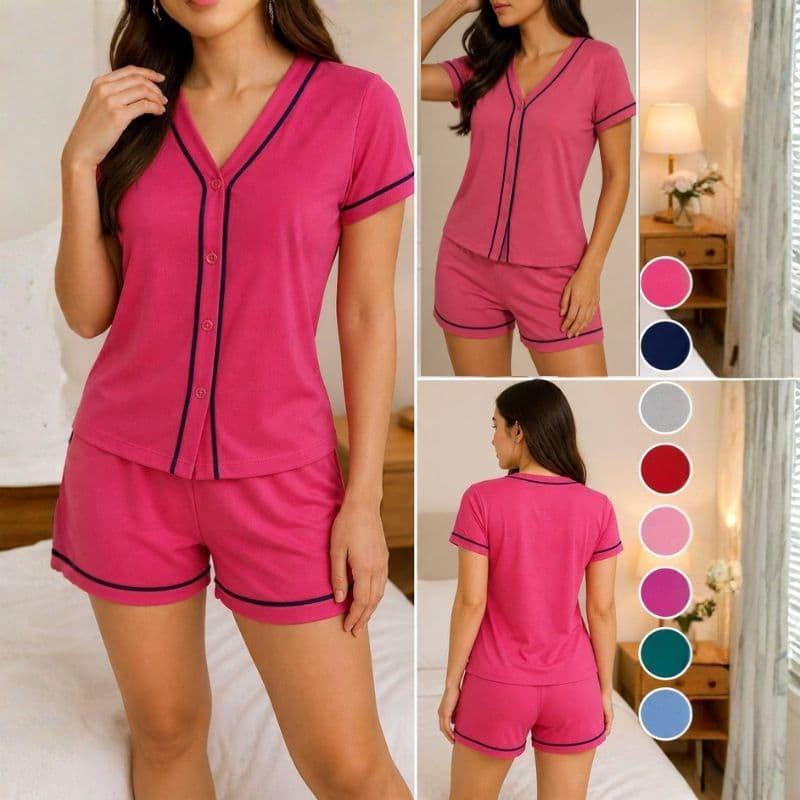 Kit 3 Pijamas Baby Doll Amamentação Americano Cirurgico com botoes luxo Malha blogueirinha