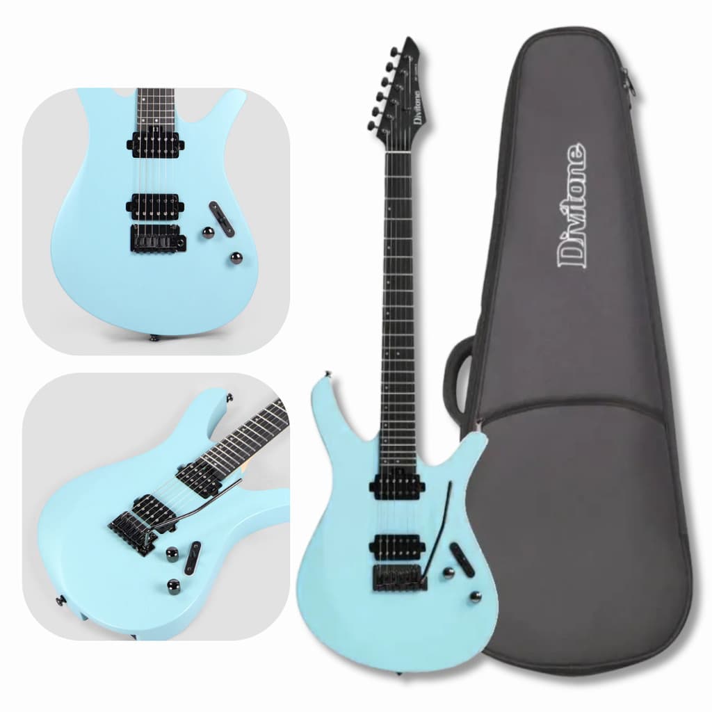 Guitarra Elétrica Divitone Modern Fly Azul DSG-10 Com Efeitos Embutidos e Bag