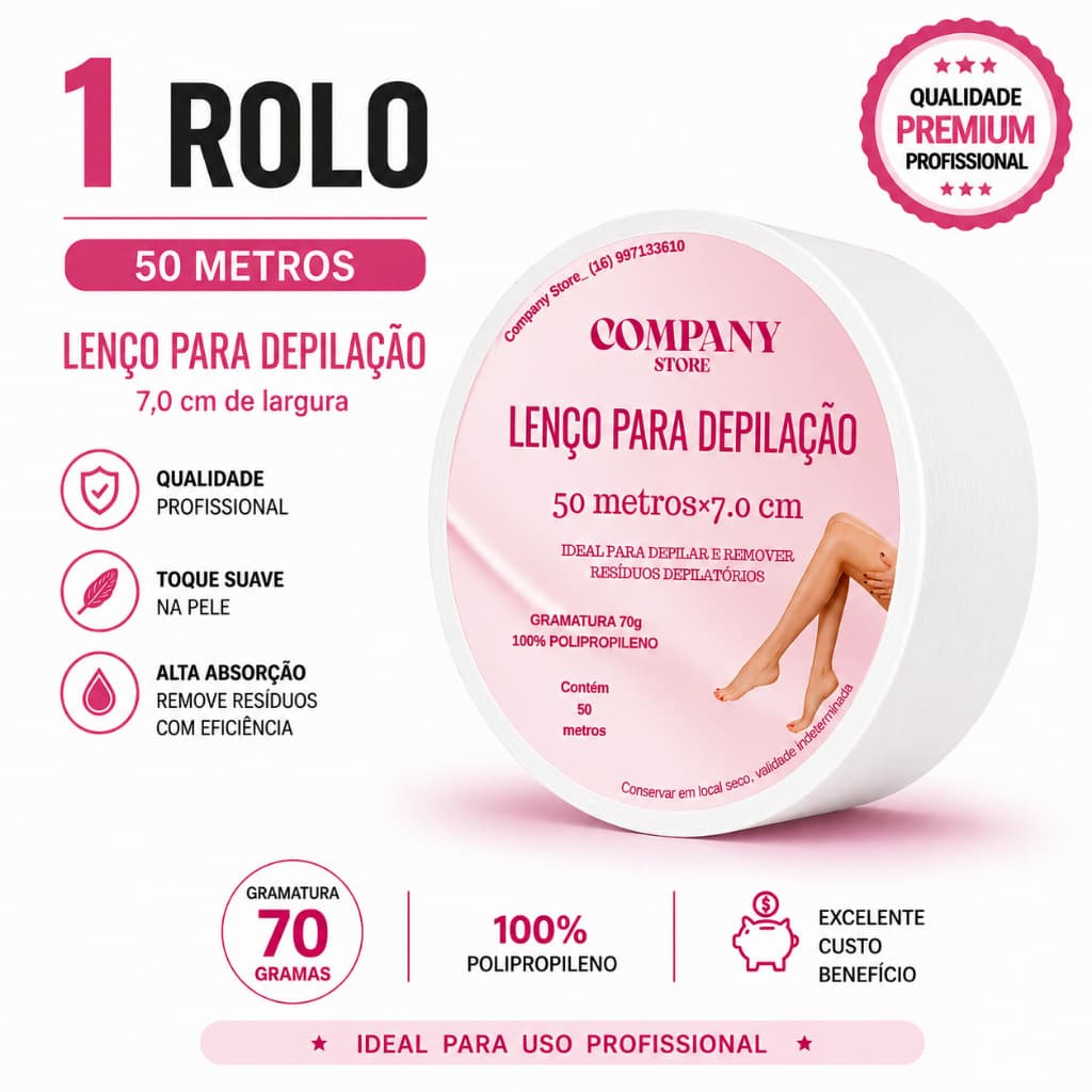 Tnt Para Depilaçao, Lenço para depilacao ~Gramatura 70% 7,0 cm 50 Metros. ~ Papel para Depilaçao.