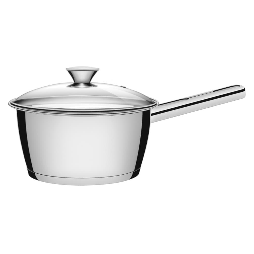 Panela Tramontina Allegra em Aço Inox com Fundo Triplo e Tampa de Vidro 16 cm 1,5 L
