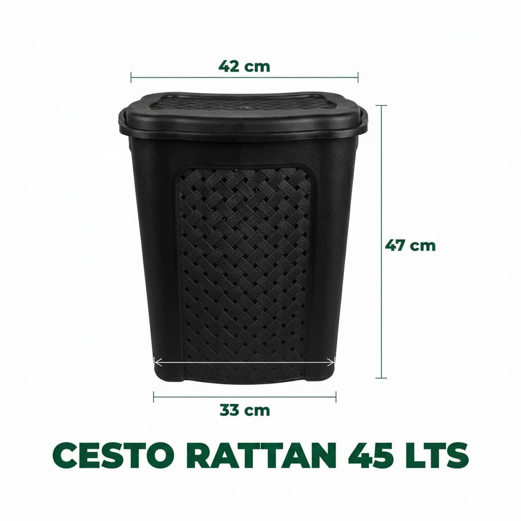 Organizador Modelo Rattan Quarto Lavanderia Banheiro 45 litros Cesto Roupa Suja
