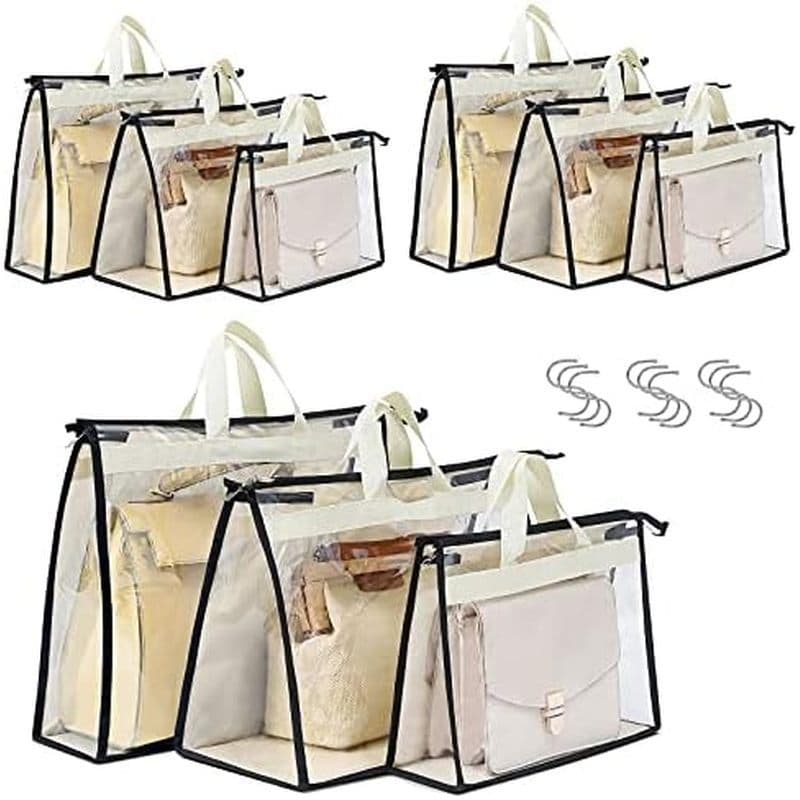 9 Pacotes De Sacos De Pó Para Bolsas , Armazenamento De Bolsa Transparente , Organizador De Armário , Capa Pendurado Com