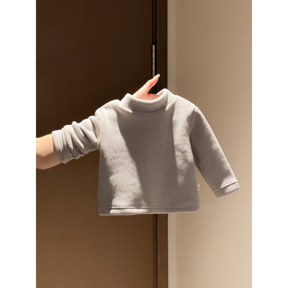 Roupas de bebê outono inverno forro de lã camisa de fundo masculino feminino bebê cor sólida engrossado jogo interno cri