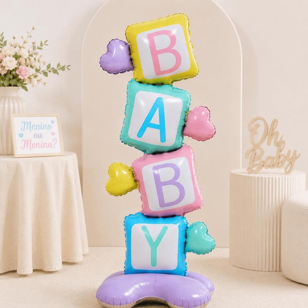 Balão Decoração Festa Baby Inflável Metalizado Gigante para Chá Revelação e Bebê