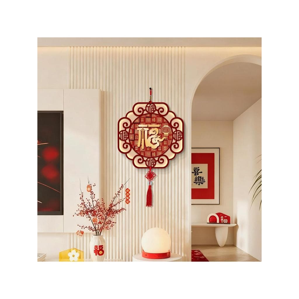 Fu personagem pingente novo estilo chinês sala de estar decoração de parede pintura fundo de TV pinturas penduradas na p
