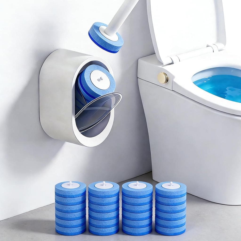 Sistema de Limpeza de Sanitários Descartável SOPAMI – um conjunto de bicos para sanitário equipado com 16 refis de líqui