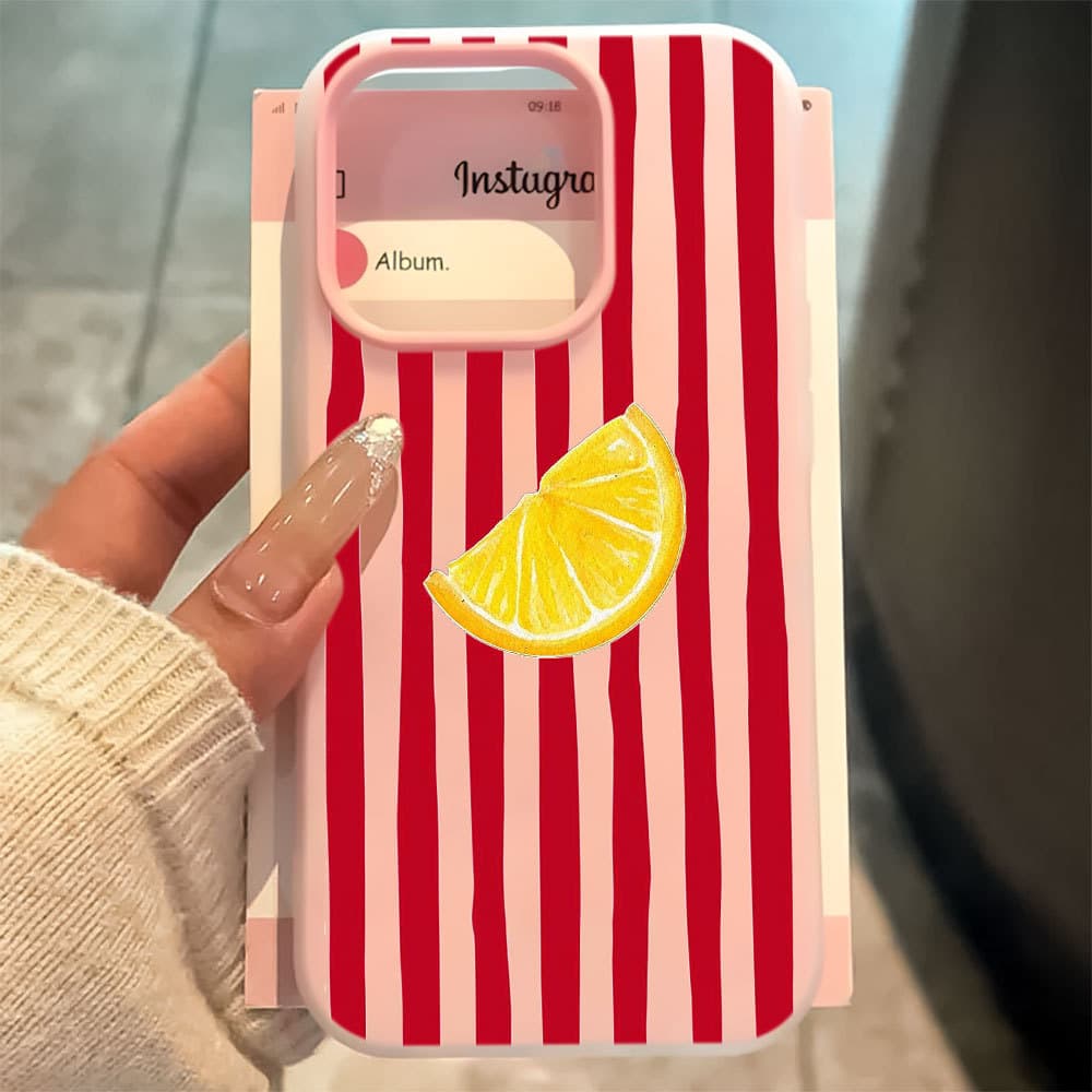 Capa 2 Em 1 Para IPhone 13 11 12 14 15 16 17 16e Normal Pro Max Ar Vermelho Limão Tiras Capinha