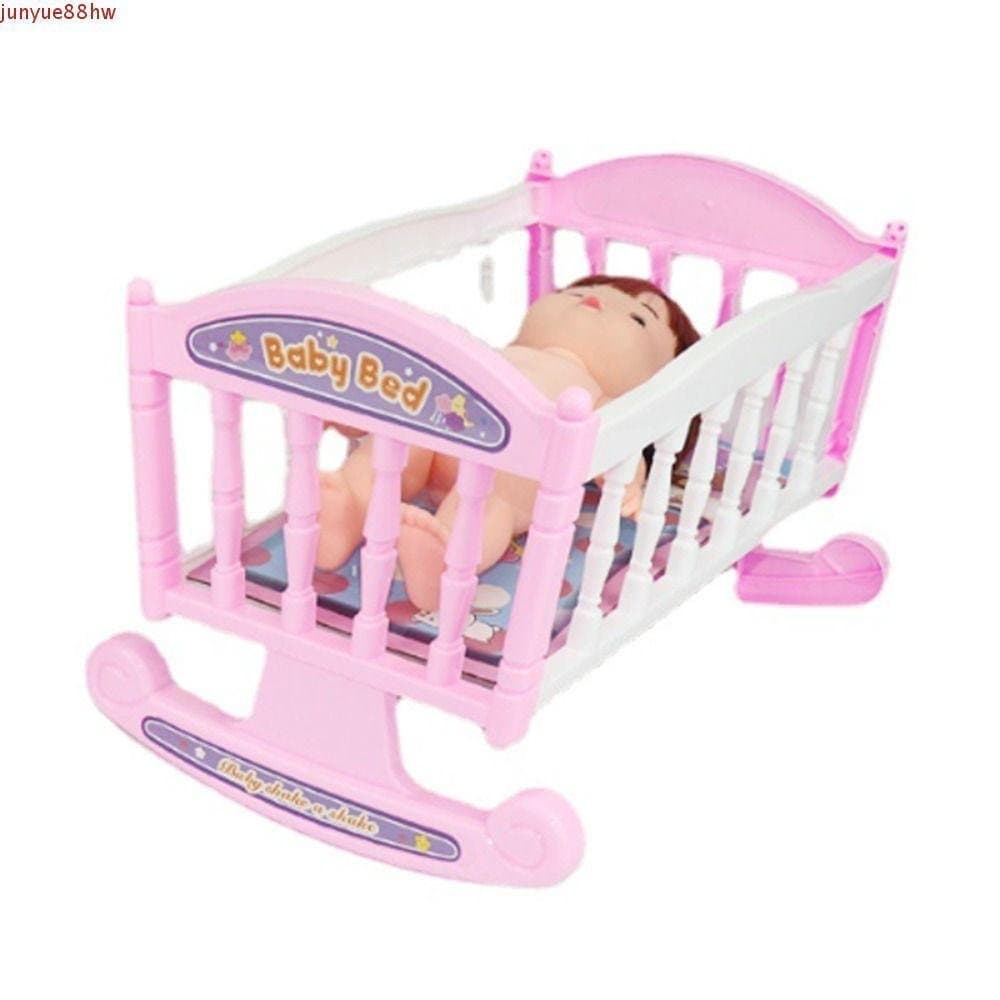 JUNYUE Cama De Balanço Para Boneca , Móveis Leves , Berço De Bebê De Azul Rosa