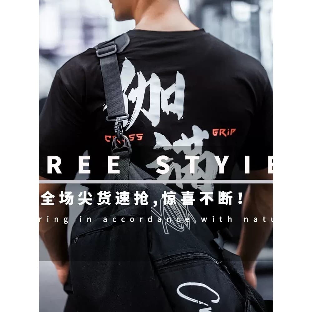 Crossgrip Gaman Treinamento Esportivo Masculino Manga Curta Algodão Respirável Camiseta Solta Verão Casual Moda Curta-