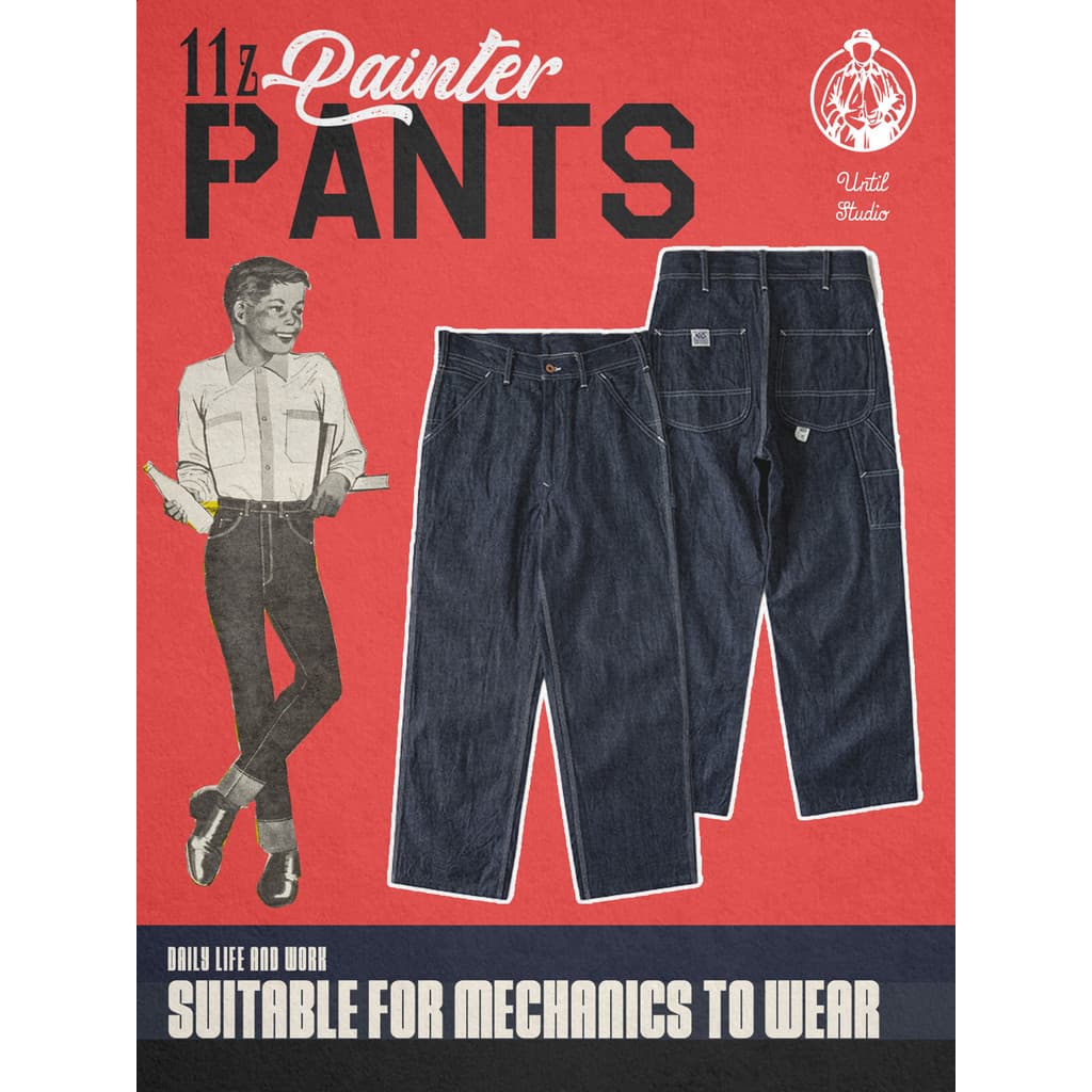 NONSTOCK 11Z Painter Pants American Retro Painter Mid-High Cintura Solta Reta Perna Larga Macacão Jeans