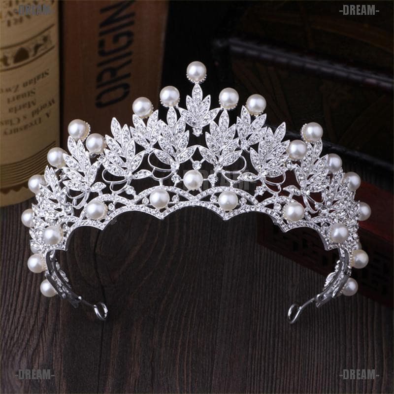Dream 2020 Tiara De Pérolas De Cristal Com Strass Para Noivas / Casamento